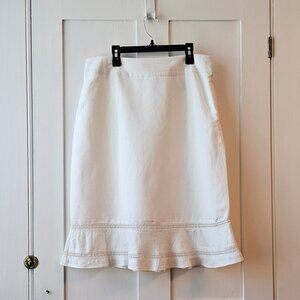 Reitman's White Linen Skirt with Lace Detail | Junior size 9